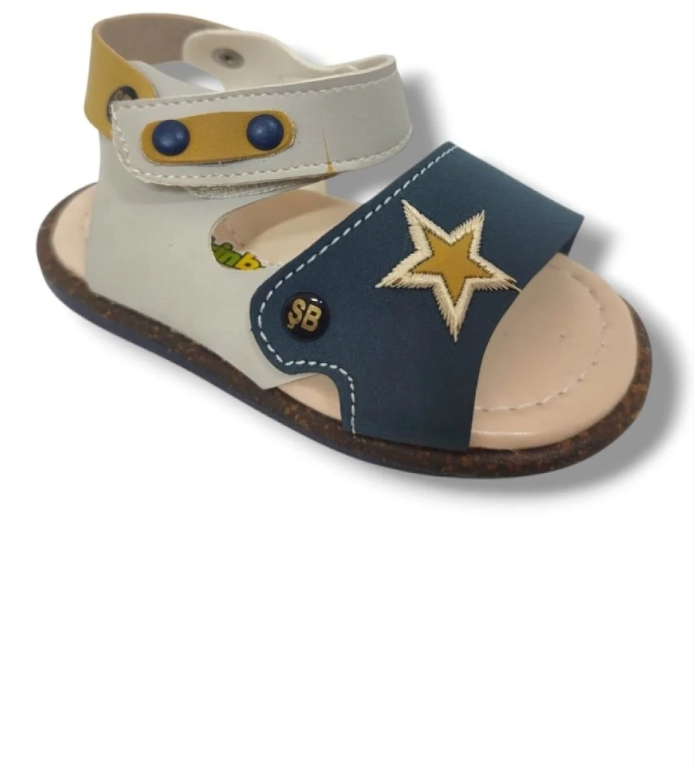 Şi̇ri̇ngenç Şirinbebe 1551-20 Anatomik Yıldız Desen Cirtli Erkek Çocuk Sandalet Sari Gri 21-25 model görseli