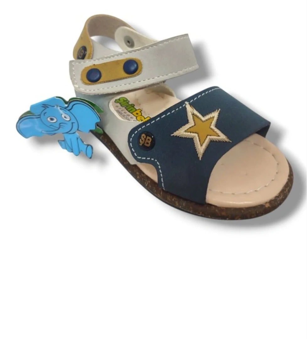 Şi̇ri̇ngenç Şirinbebe 1553-20 Anatomik Yıldız Desen Cirtli Bebek Erkek Çocuk Sandalet Sari Gri 18-20 model görseli