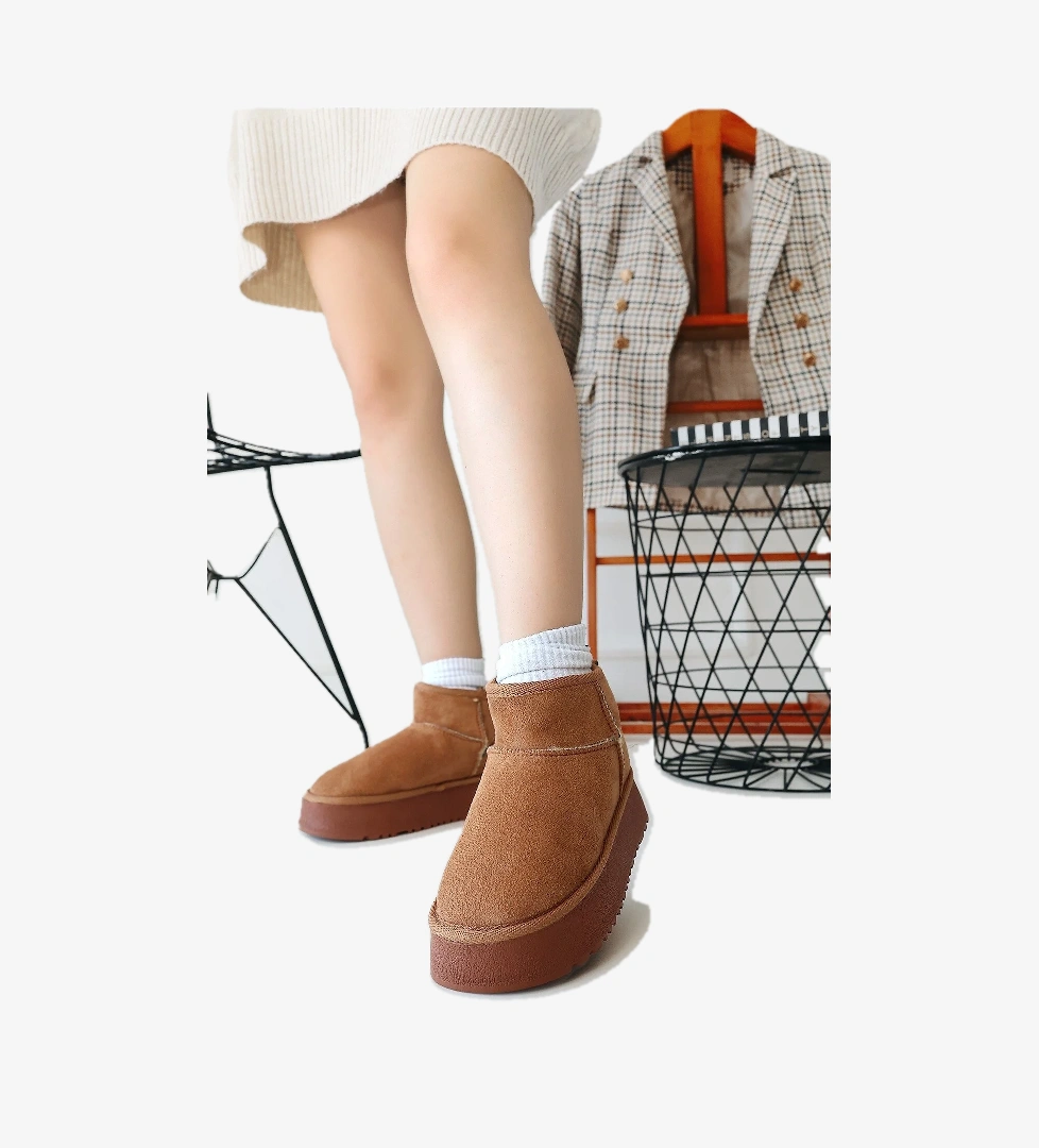 Taba Süet Yüksek Taban Kadın Düz Bot