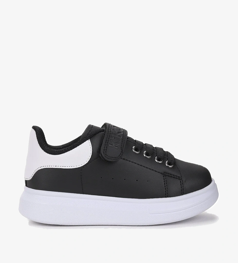 Tinsa Günlük Cırtlı Erkek Çocuk Spor Ayakkabı Siyah - Beyaz