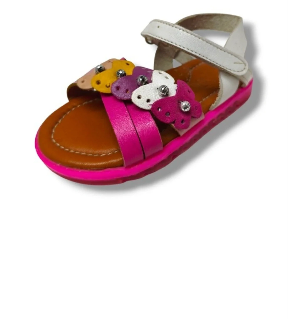 Bags Bagcı 3039-20 Renkli Kalp Cırtlı Kız Çocuk Sandalet Pembe Beyaz 21-25 model görseli