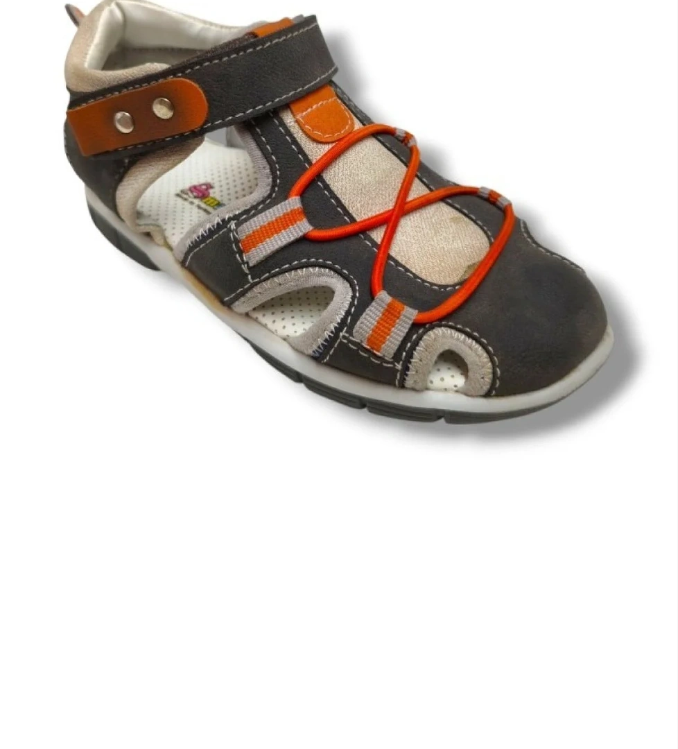 Smallfootss 3012-20 Cırtlı Erkek Çocuk Sandalet Füme Turuncu 21-25 - Görsel 1