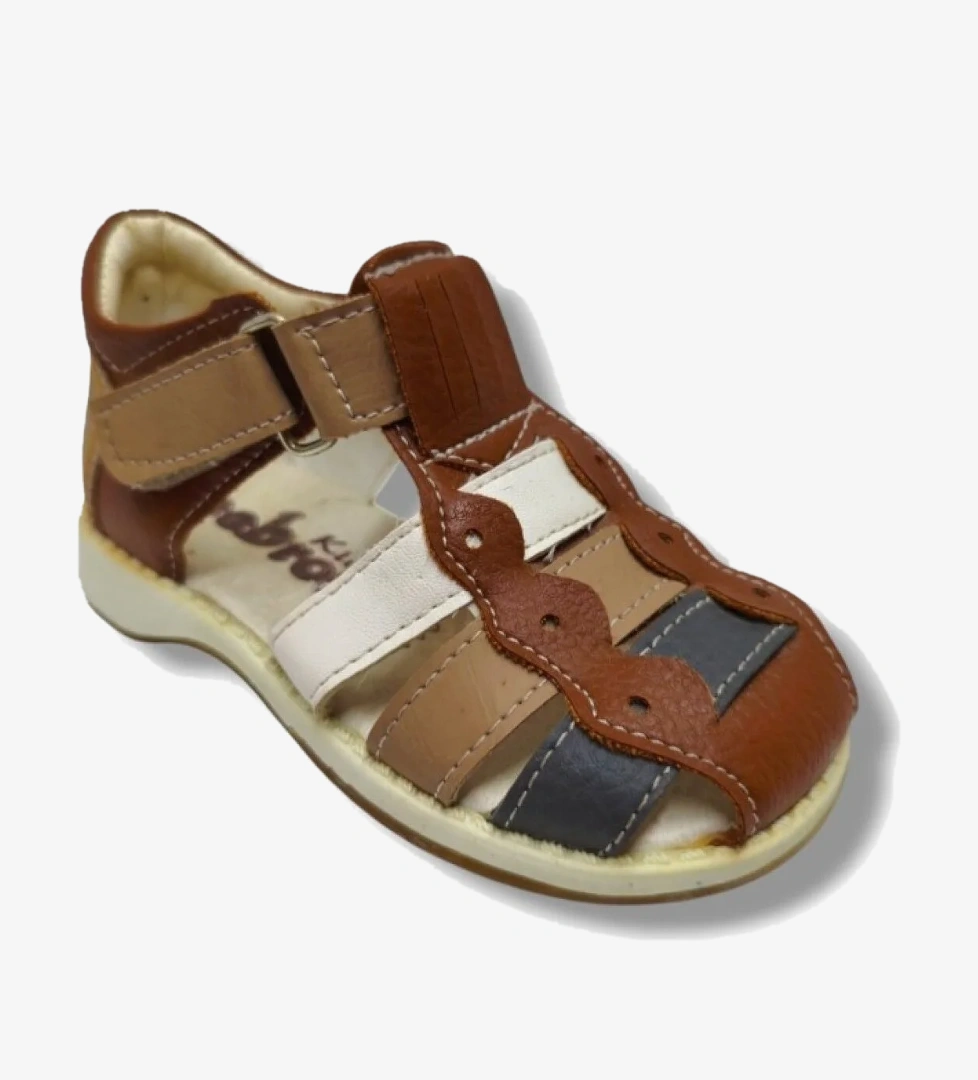 Beebron 3006-20 Anatomik Önü Kapali 3 Şeritli Erkek Çocuk Sandalet Kahve Vizon 21-25 model görseli