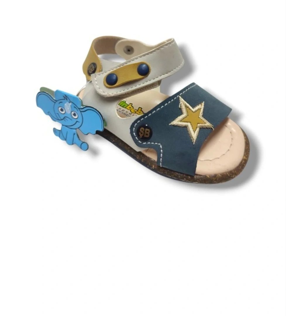 Şi̇ri̇ngenç Şirinbebe 1740-20 Anatomik Yıldız Desen Cırtlı Erkek Çocuk Sandalet Lacivert Sarı 18-20 model görseli