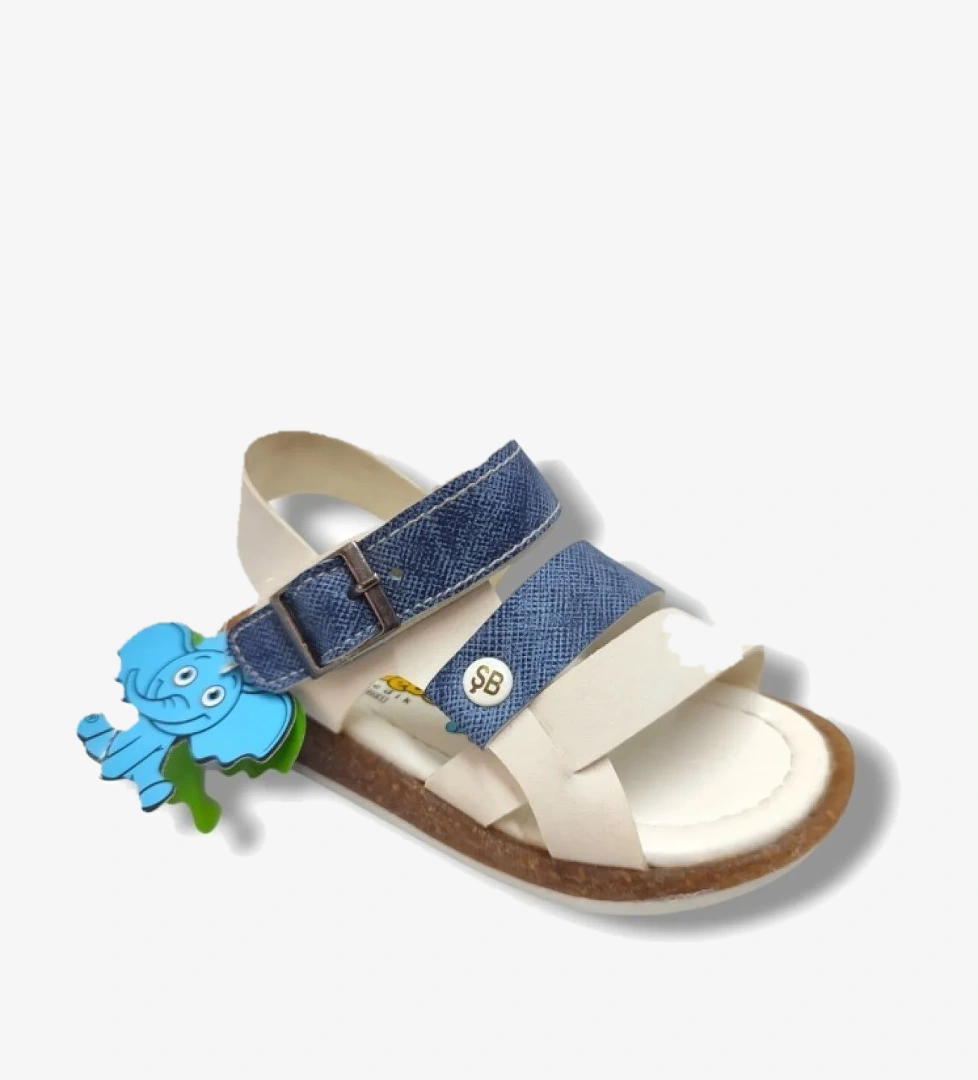 Şi̇ri̇ngenç Şirinbebe 1719-20 Anatomik 3 Bant Kemer Tokalı Erkek Çocuk Sandalet Beyaz Mavi 21-25 model görseli