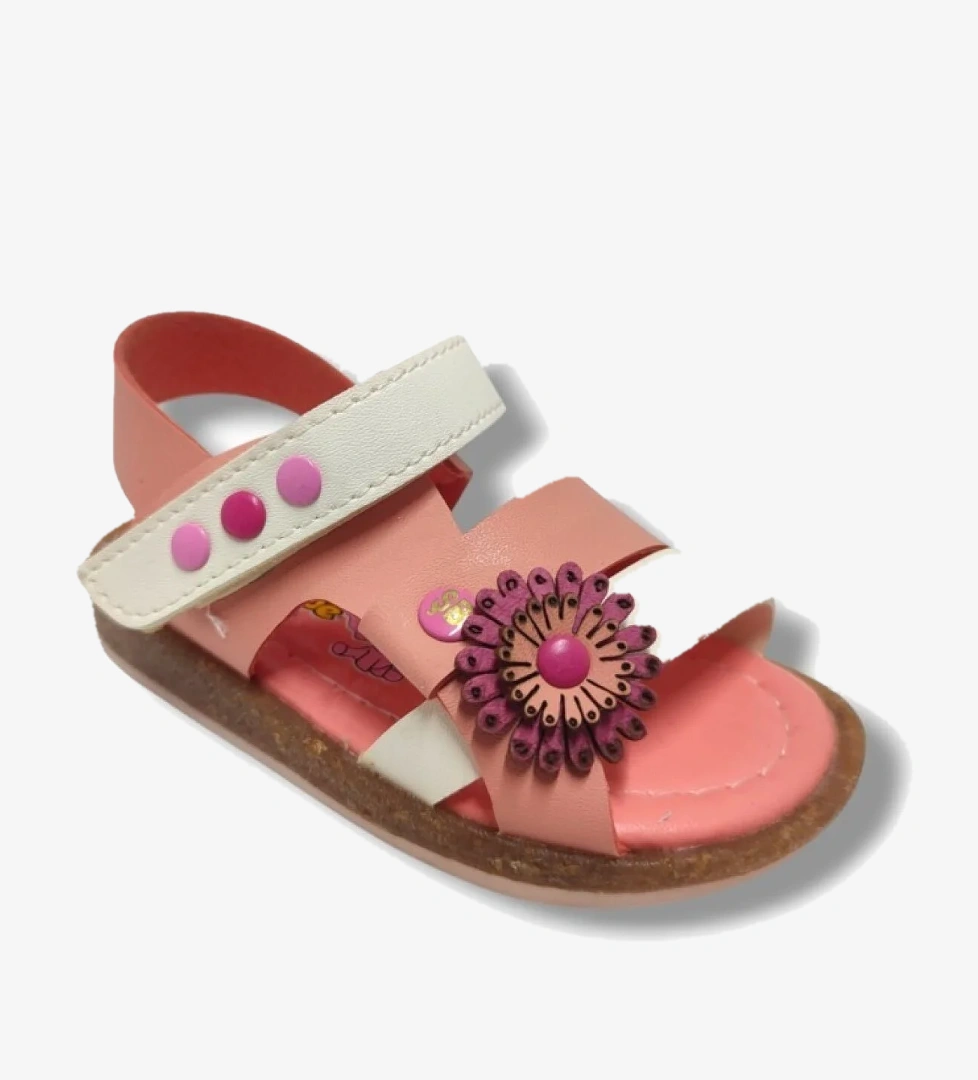 Şi̇ri̇ngenç Şirinbebe 1694-20 Yan Çiçekli Tek Cırtlı Kız Çocuk Sandalet Pembe Beyaz 21-25 model görseli