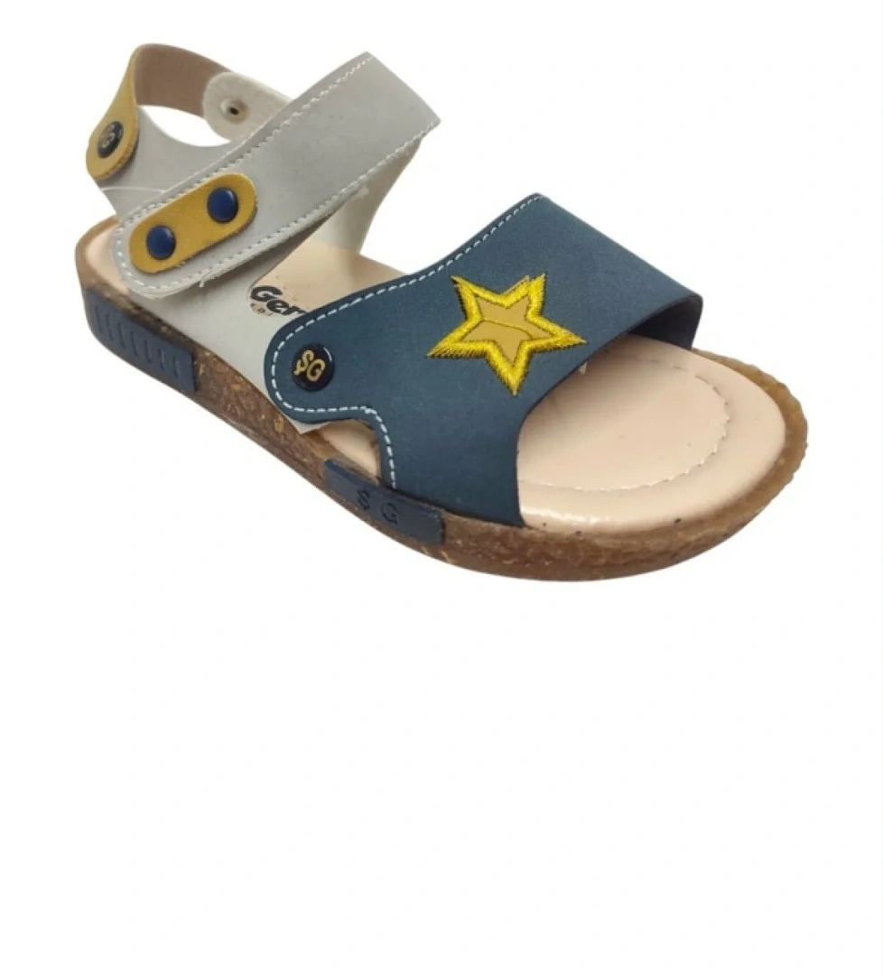 Şi̇ri̇ngenç Şirinbebe 1707-20 Anatomik Yıldız Desen Cirtli Erkek Çocuk Sandalet Lacivert Gri 26-30 model görseli
