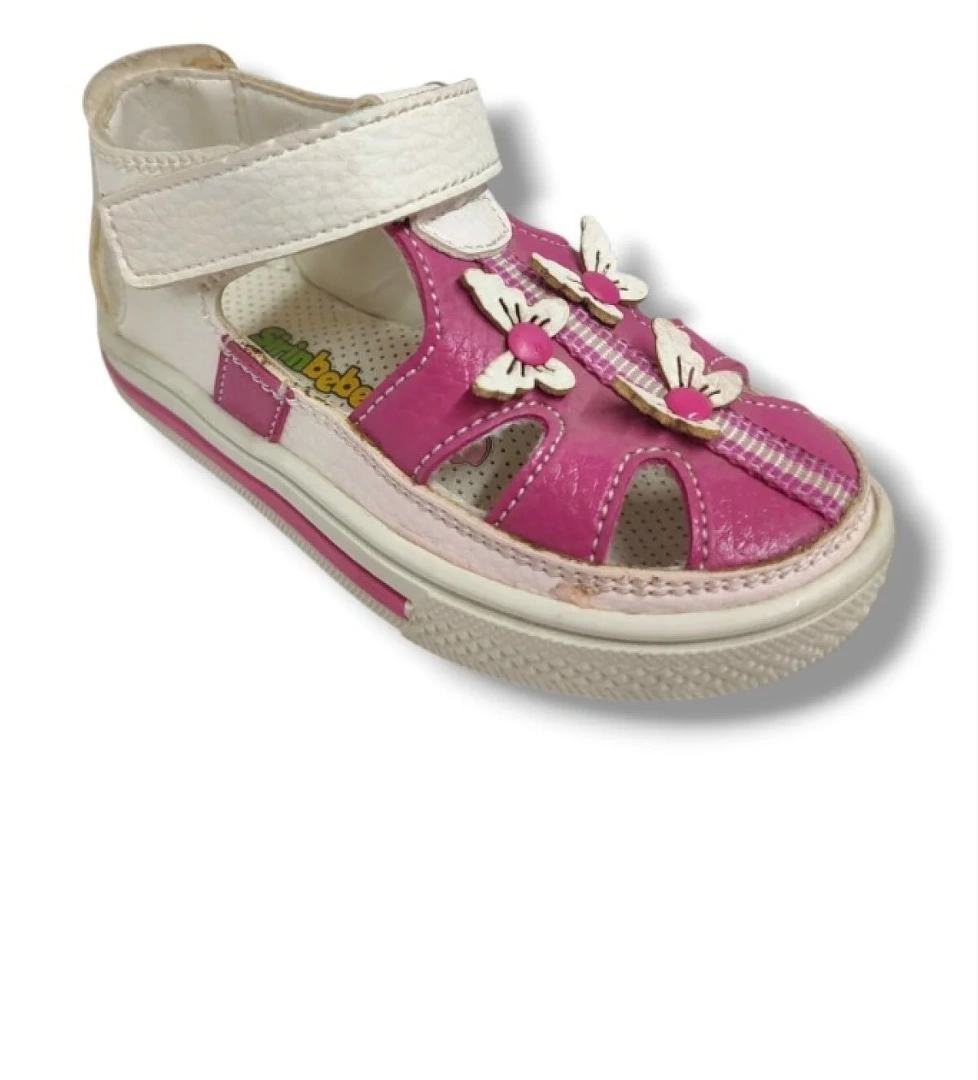 Şi̇ri̇ngenç Şirinbebe 1674-20 Orta Şeritli 3 Kelebekli Kız Çocuk Sandalet Beyaz Pembe 21-25 model görseli