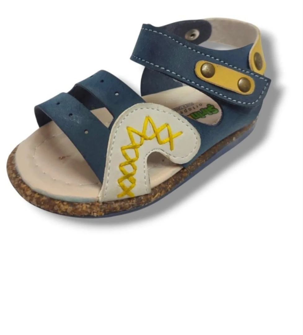 Şi̇ri̇ngenç Şirinbebe 1641-20 Anatomik Dikiş Cırtlı Erkek Çocuk Sandalet Lacivert Sarı 21-25 model görseli