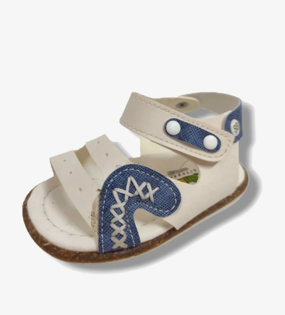 Şi̇ri̇ngenç Şirinbebe 1640-20 Anatomik Dikiş Cırtlı Erkek Çocuk Sandalet Beyaz Mavi 18-20 model görseli