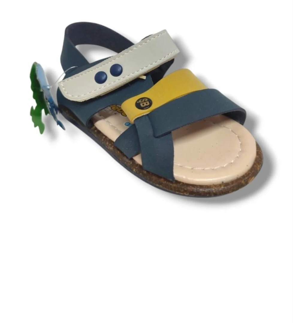 Şirinbebe 1632-20 Anatomik 3 Cırt Bant Erkek Çocuk Sandalet Lacivert Sarı 21-25 - Görsel 1