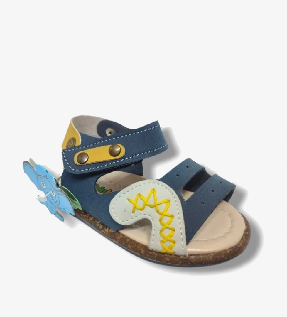 Şi̇ri̇ngenç Şirinbebe 1629-20 Anatomik Dikiş Cırtlı Bebek Erkek Sandalet Lacivert Sarı18-20 model görseli