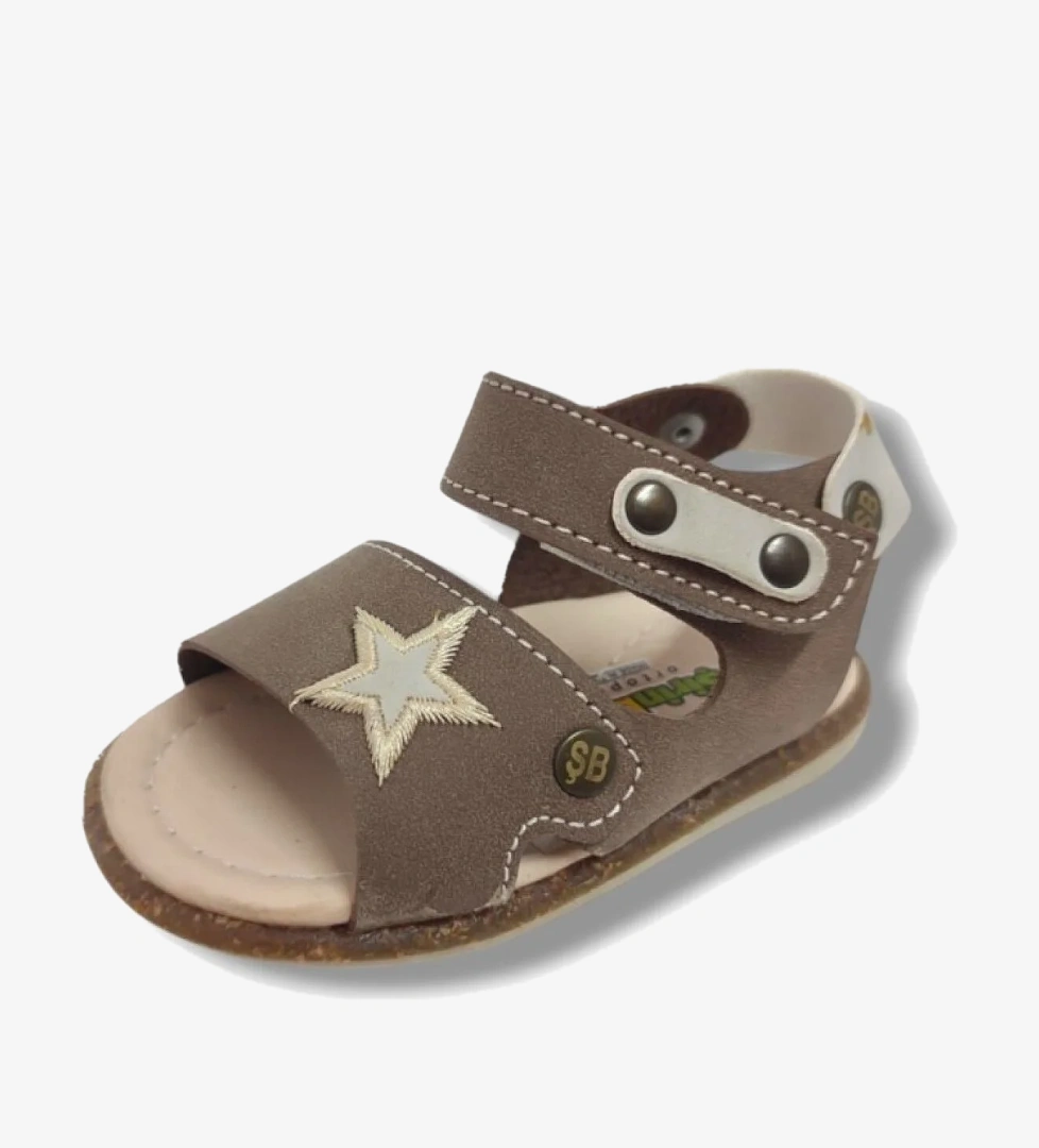 Şi̇ri̇ngenç Şirinbebe 1637-20 Anatomik Yıldız Desen Cırtlı Erkek Çocuk Sandalet Kahve Bej 21-25 model görseli