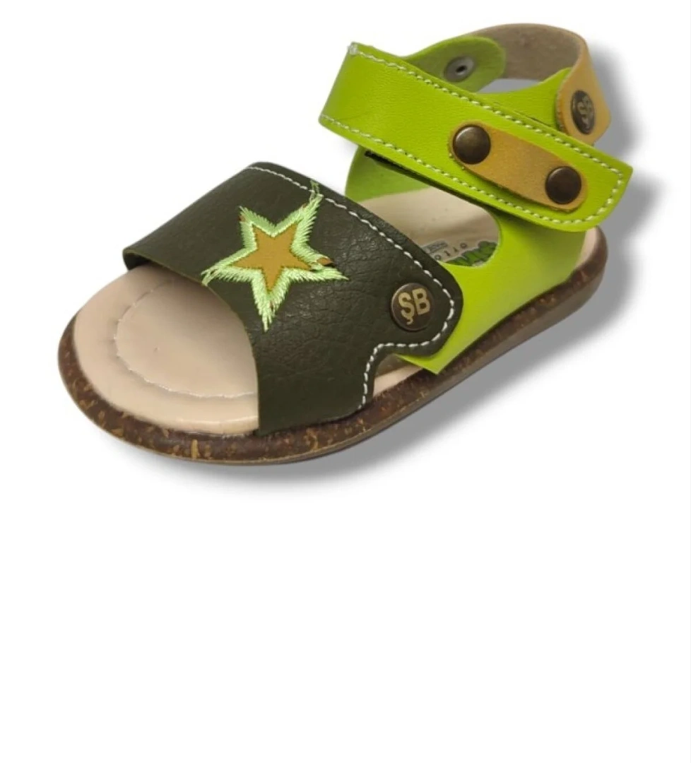 Şi̇ri̇ngenç Şirinbebe 1566-20 Anatomik Yıldız Desen Cirtli Erkek Çocuk Sandalet Haki Yeşil 18-20 model görseli