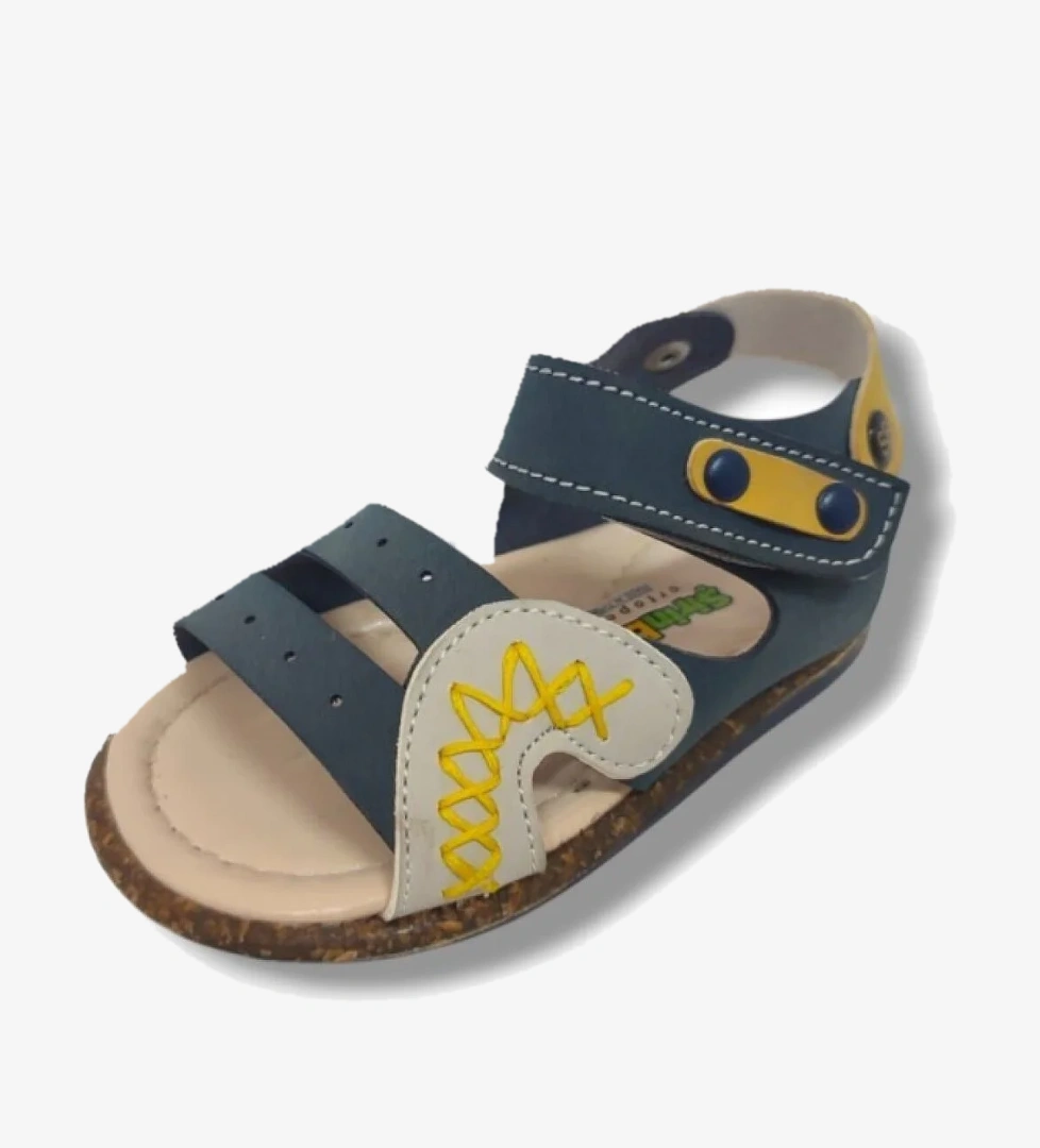 Şi̇ri̇ngenç Şirinbebe 1619-20 Anatomik Dikiş Cırtlı Erkek Çocuk Sandalet Lacivert Sarı 21-25 model görseli
