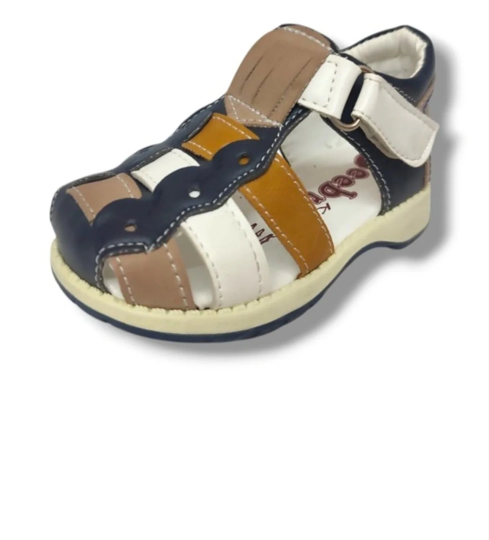 Şi̇ri̇ngenç Şirinbebe1609-20 Anatomik Çift Bant Çicekli Kız Çocuk Sandalet Sarı Beyaz 21-25 model görseli