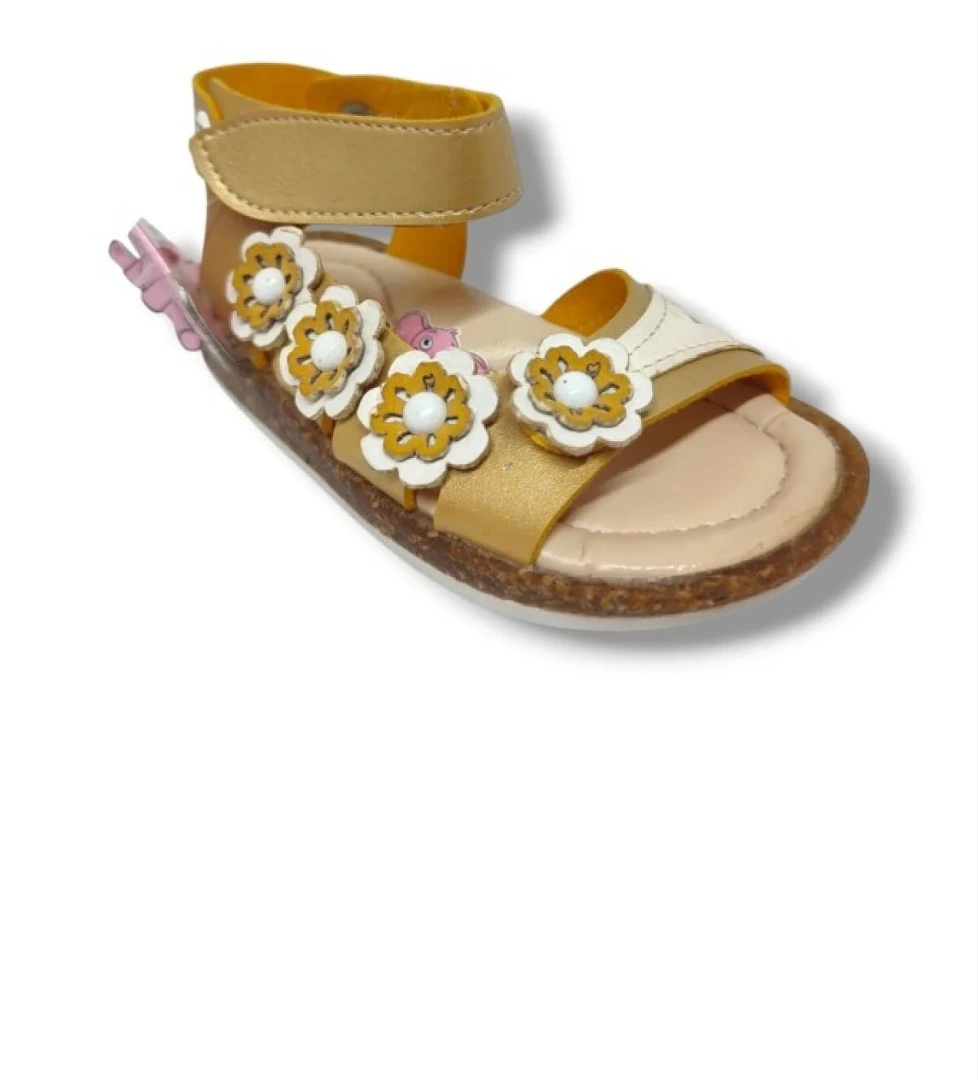 Şi̇ri̇ngenç Şiringenç 1581-20 Anatomik 4 Çiçekli Tek Cırtlı Kız Çocuk Sandalet Altın 21-25 model görseli