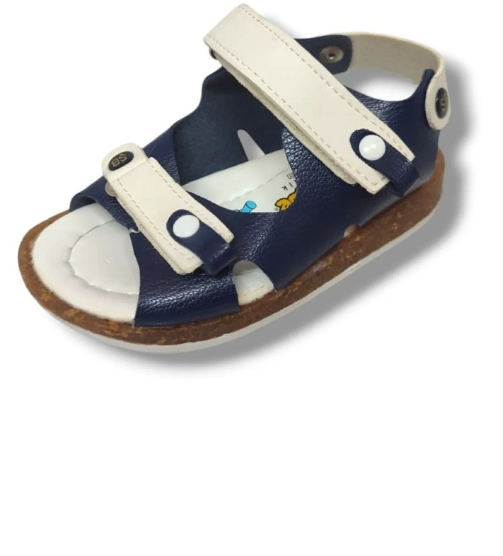 Şiringenç 1585-20 Anatomik Çift Cırt Bant Erkek Çocuk Sandalet Lacivert Beyaz 21-25 - Görsel 1