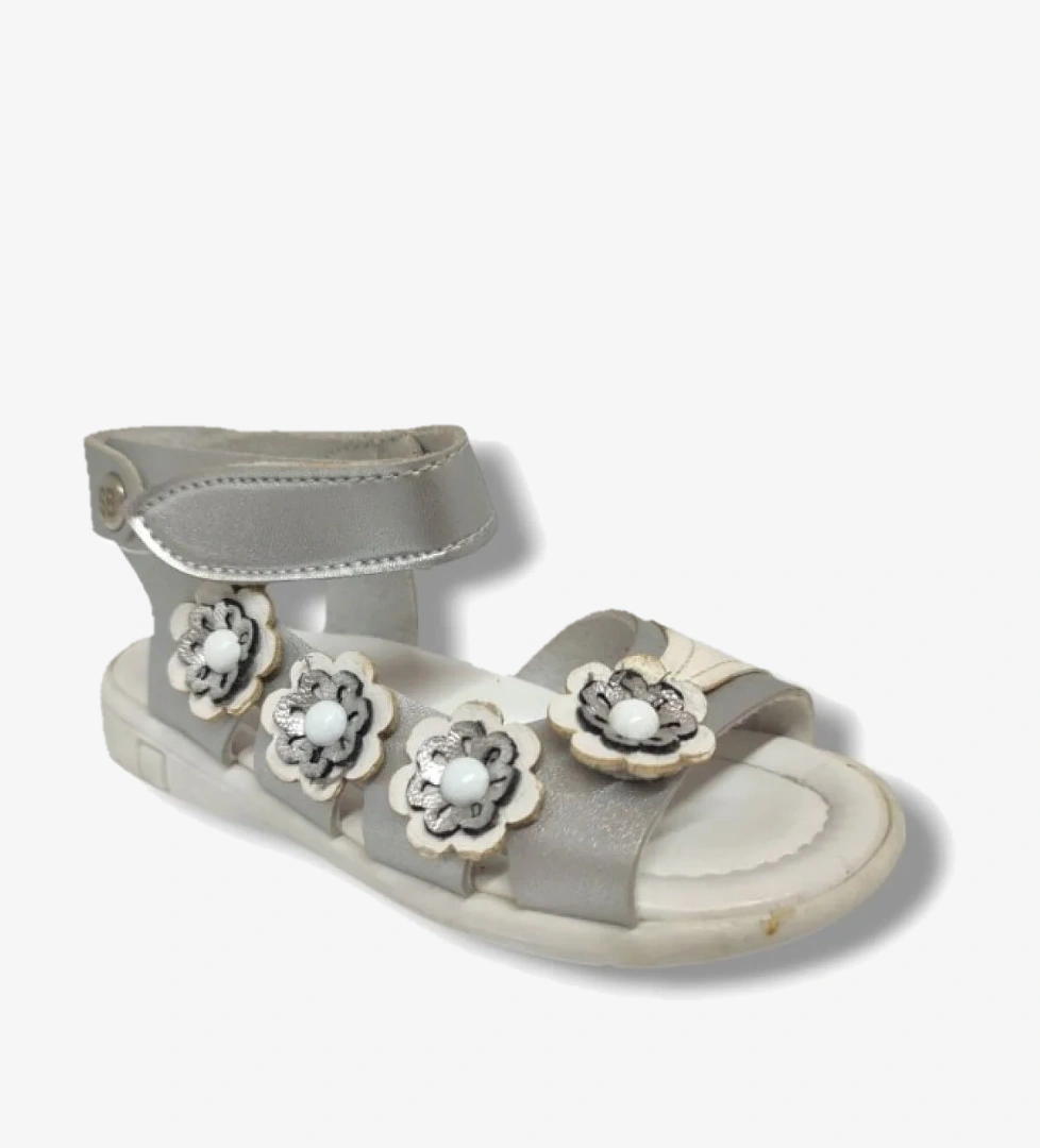 Şi̇ri̇ngenç Şiringenç 1582-20 Anatomik 4 Çiçekli Tek Cırtlı Kız Çocuk Sandalet Gümüş 21-25 model görseli