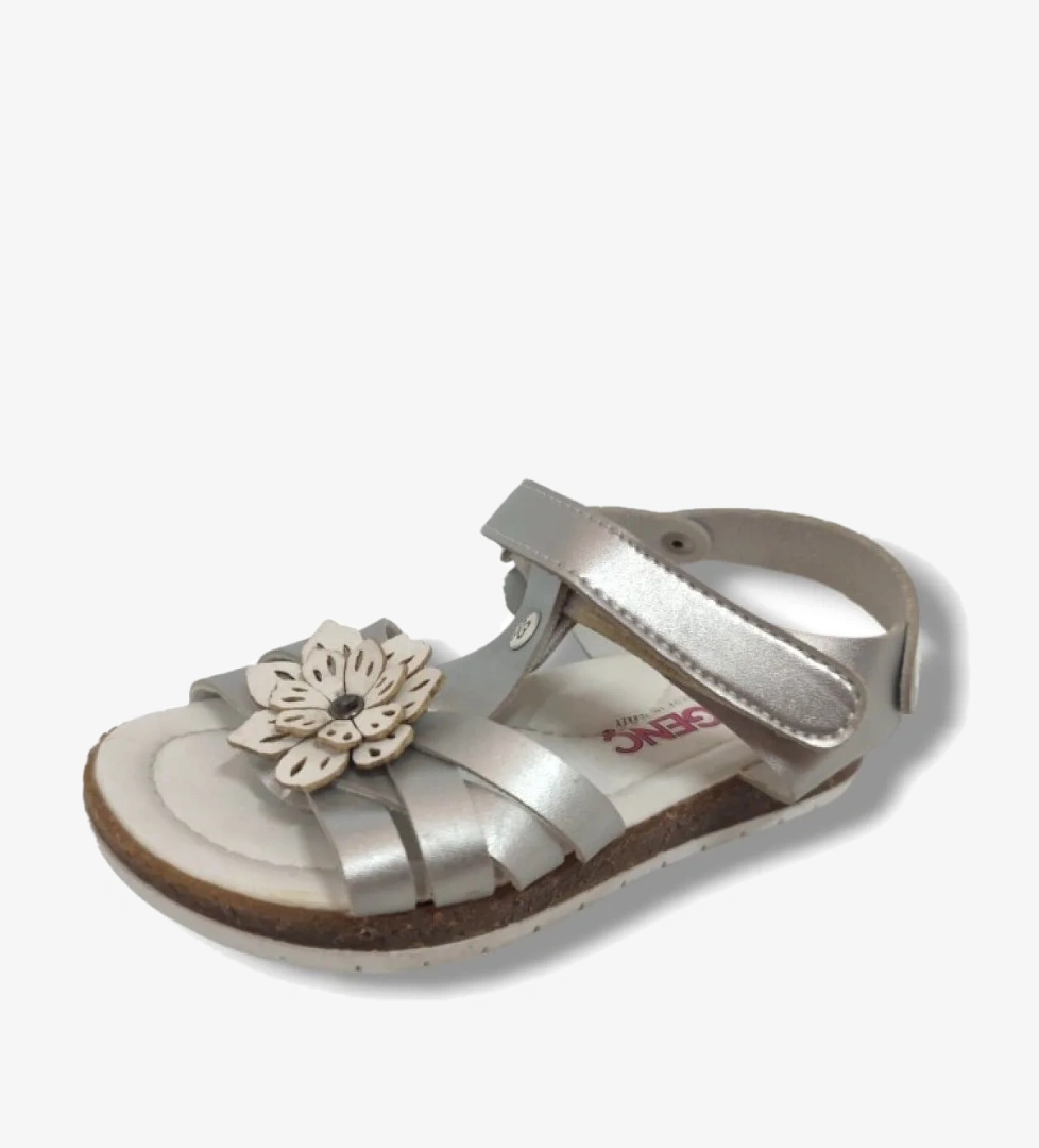 Şi̇ri̇ngenç Şiringenç 1555-20 Çapraz Desen Çiçekli Kız Çocuk Sandalet 26-30 Gümüş model görseli