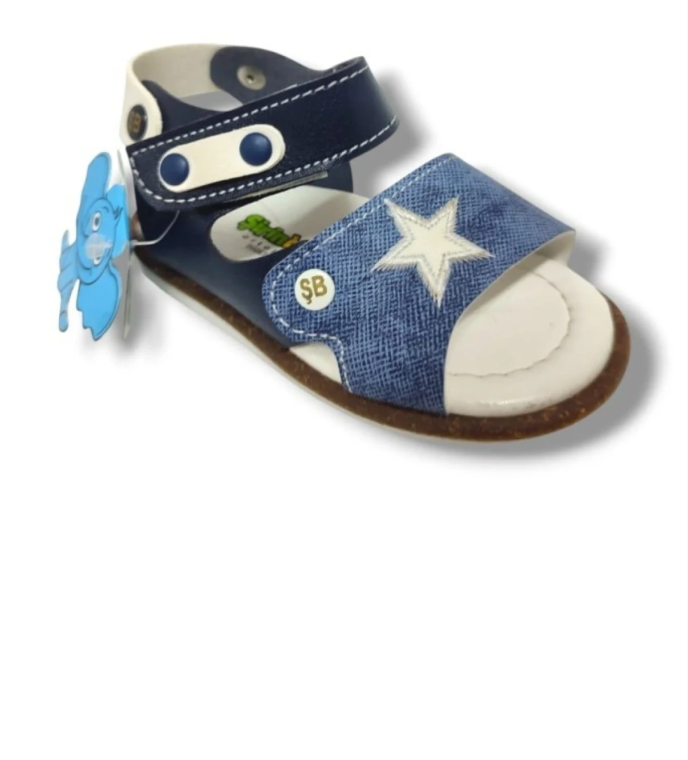 Şirinbebe 1569-20 Anatomik Yıldız Desen Cirtli Erkek Çocuk Sandalet Lacivert Mavi 21-25 - Görsel 1