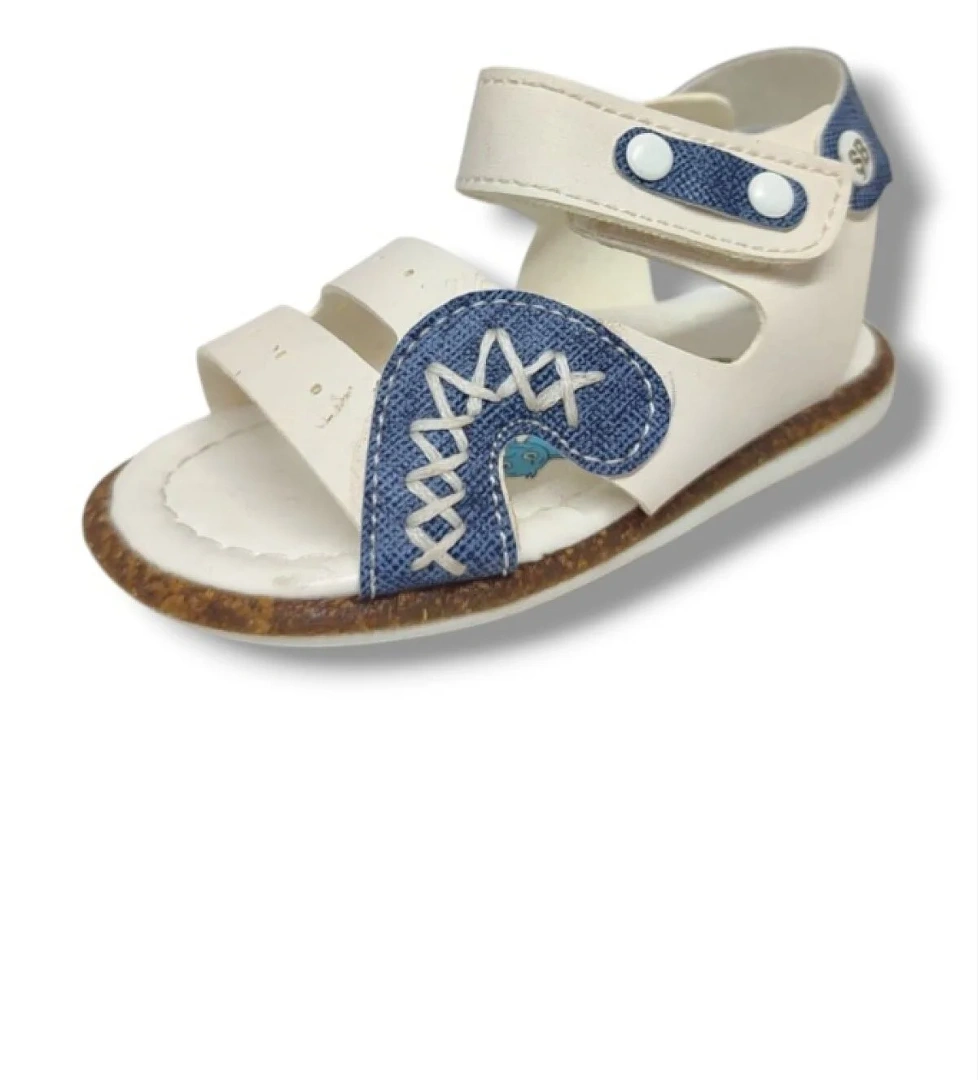 Şi̇ri̇ngenç Şirinbebe 1568-20 Anatomik Dikiş Çirtli Erkek Çocuk Sandalet Beyaz Mavi 21-25 model görseli