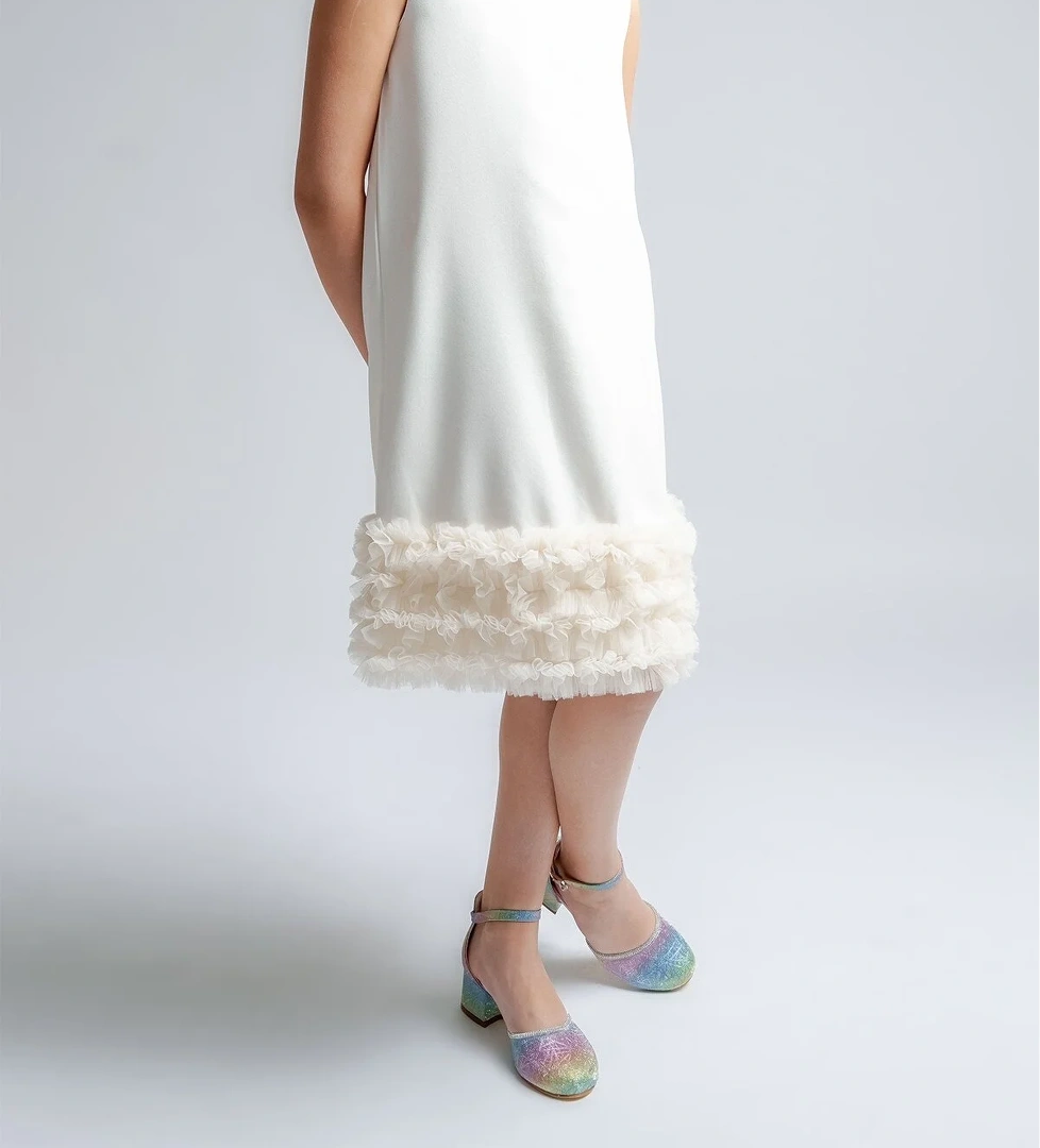 Kız Çocuk Gökkuşağı Topuklu Tasarım Abiye Ayakkabı