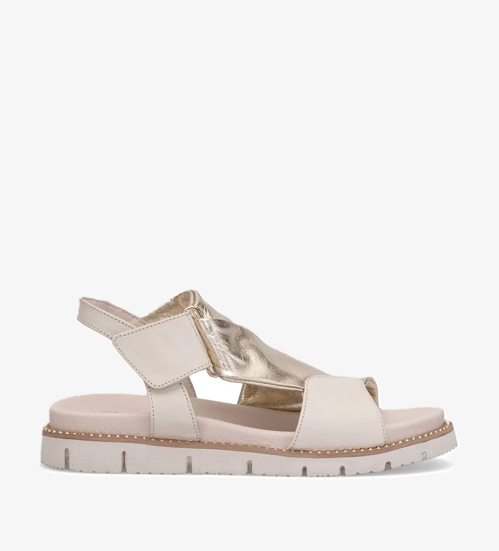 25440022Y Kadın Hakiki Deri Düz Sandalet Altın