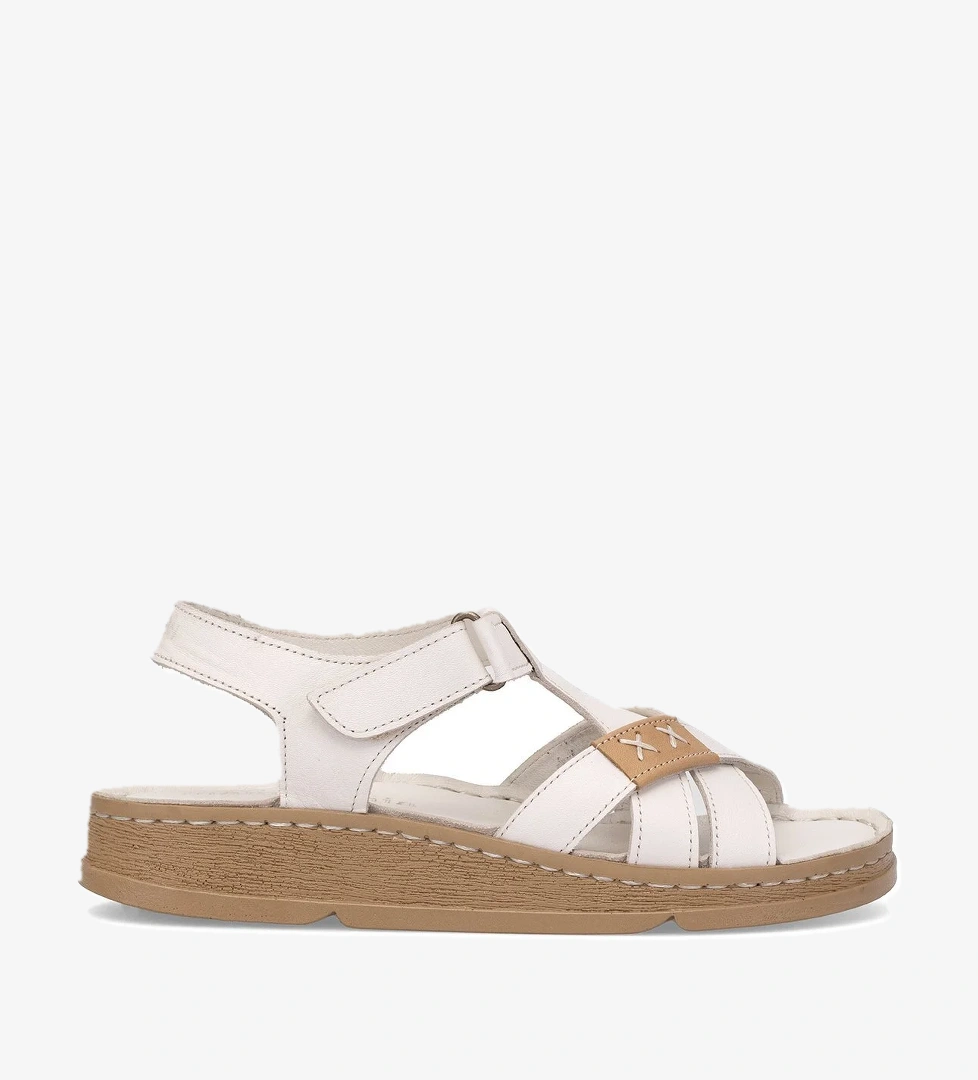 D25YS-2440 Kadın Hakiki Deri Düz Sandalet Kemik