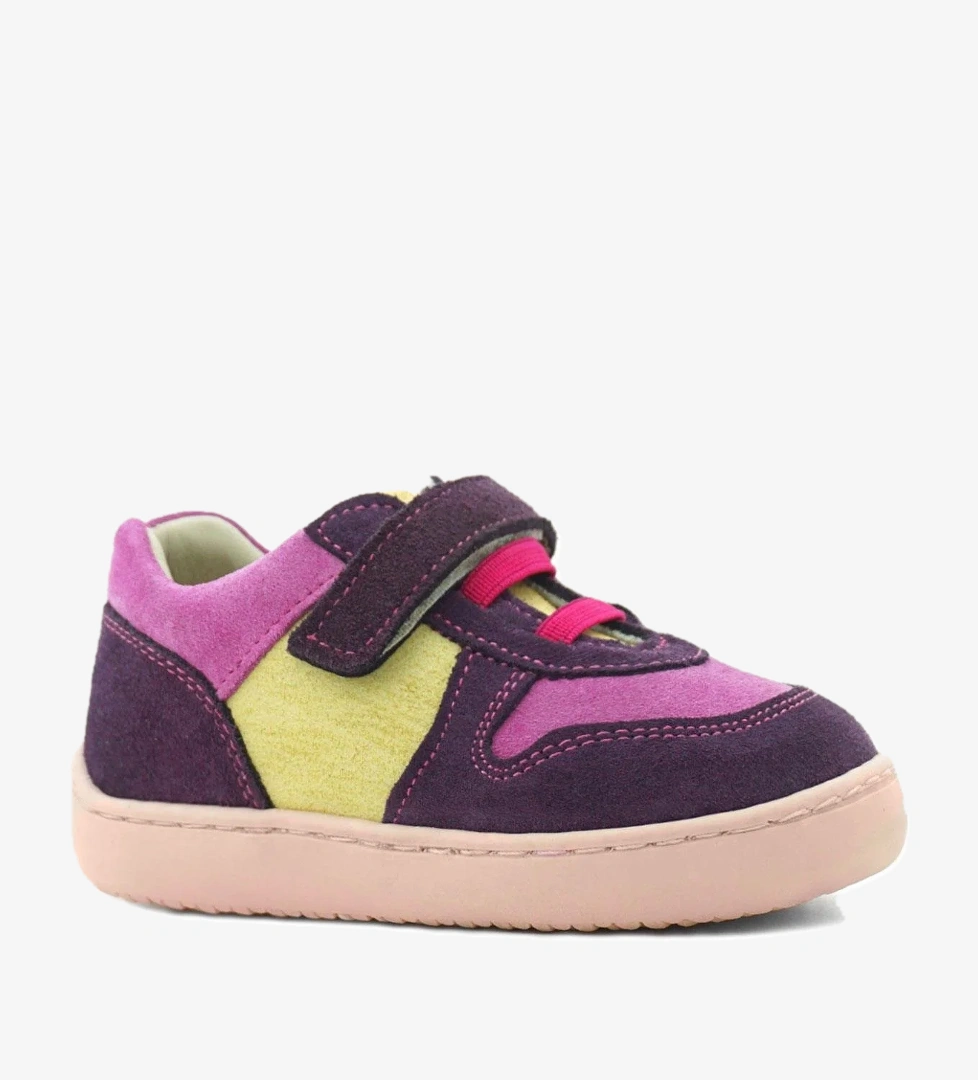 Rakerplus Bob Hakiki Deri Mor Pembe Barefoot Cırtlı Lastikli Bebek Sneaker Ayakkabı model görseli