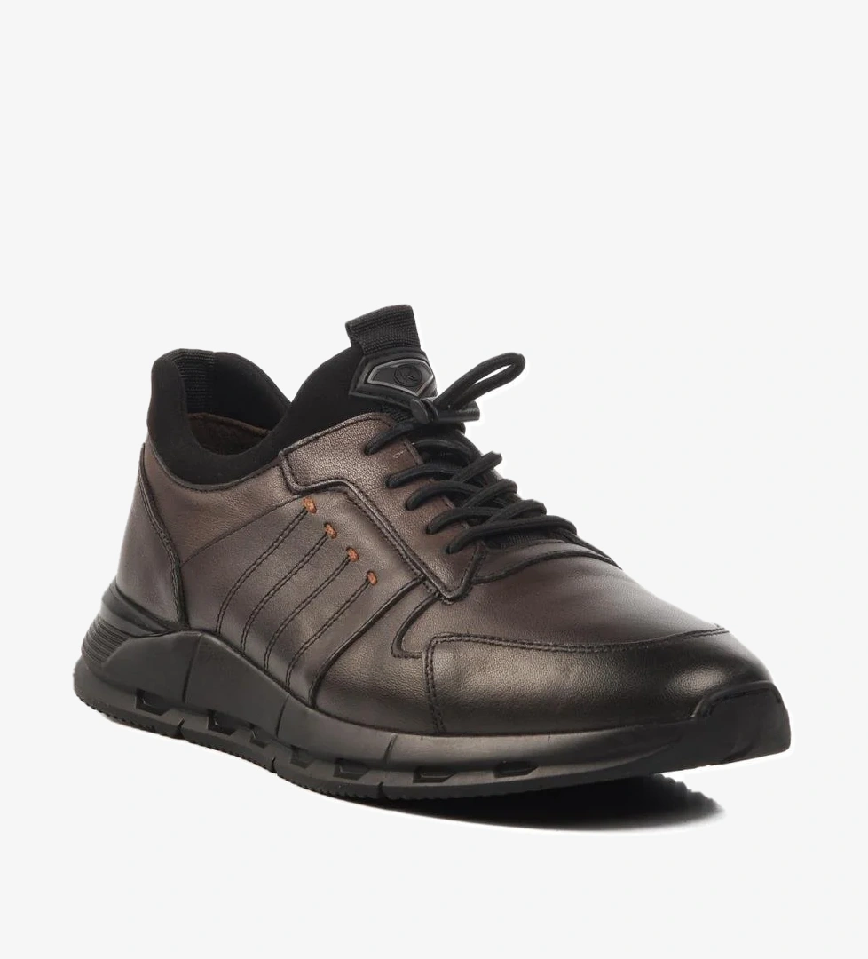 4K1835-6283 M Kahve Hakiki Deri Erkek Günlük Ayakkabı