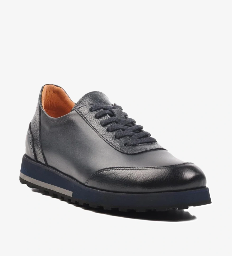 Premium 6460 M Lacivert Hakiki Deri Erkek Günlük Ayakkabı