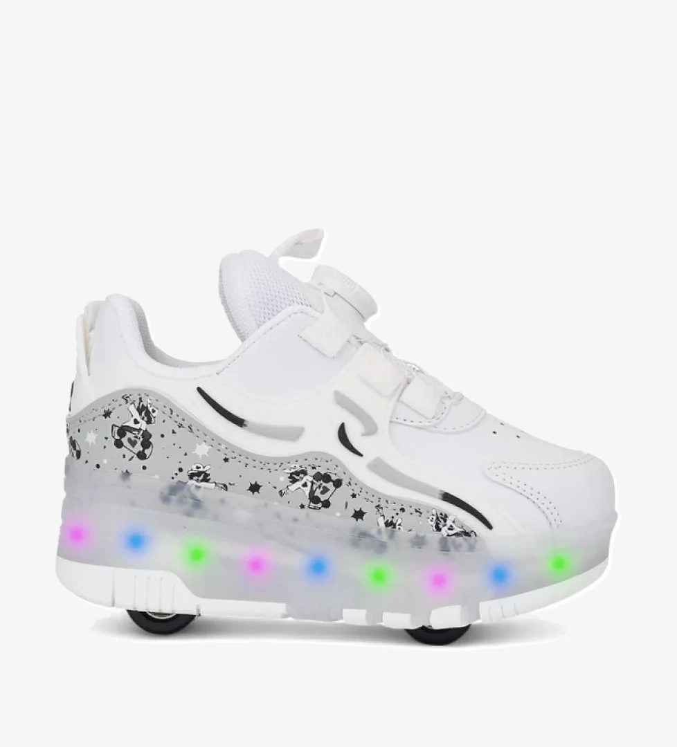 Beyaz Işıklı Patenli Ortopedik Unisex Çocuk Spor Ayakkabı Nils