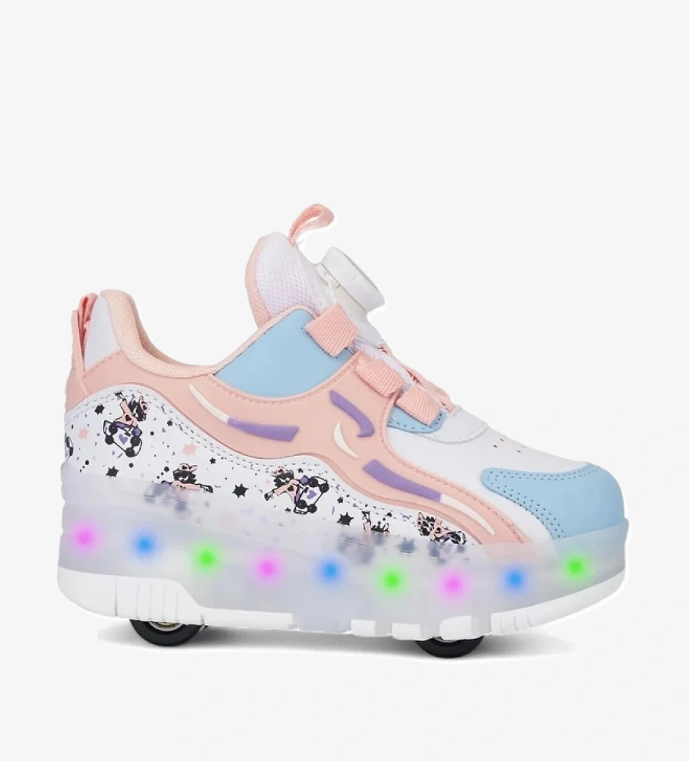 Rocky Rocky Pembe Pudra Işıklı Patenli Kız Çocuk Spor Ayakkabı Sneaker | Flo Pembe - 1. görsel