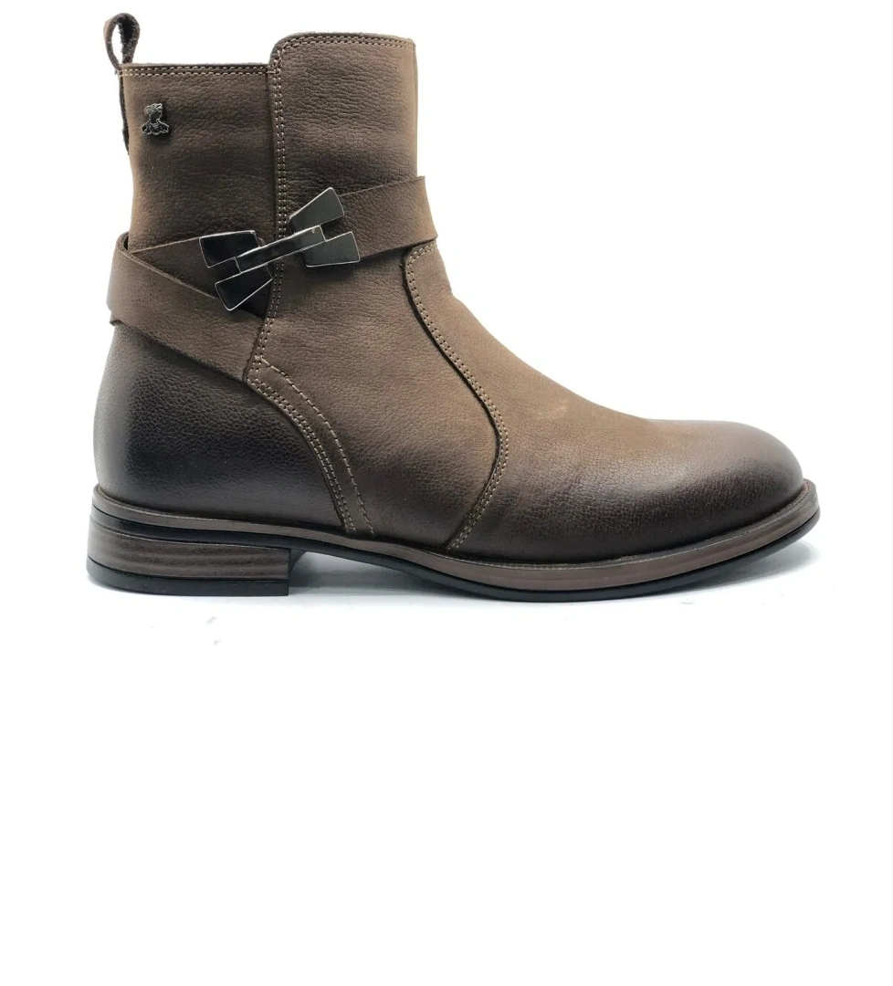 Kay Hakiki Deri Düz Kaymaz Taban Ortopedik Kadın Bot