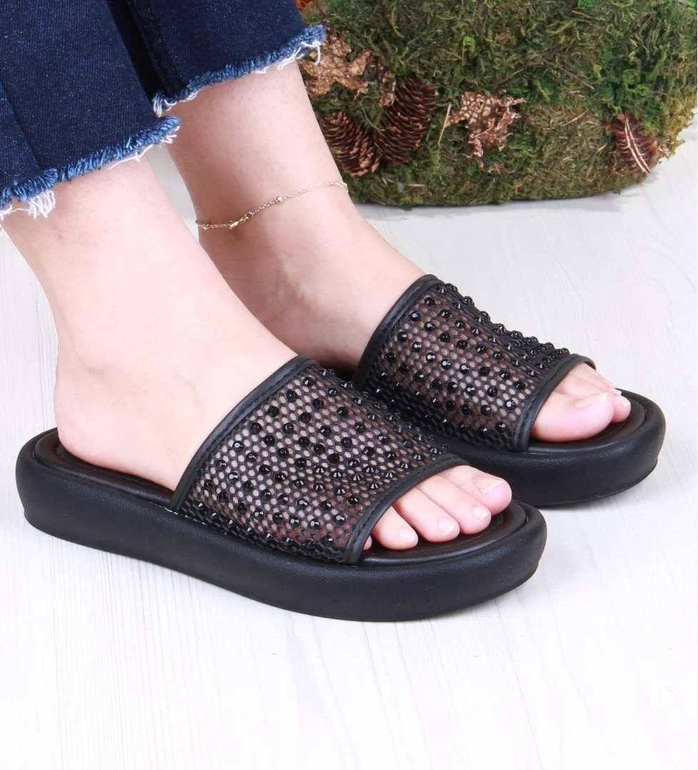 35035 Diva Com Dantel Taş Detaylı Kadın Terlik