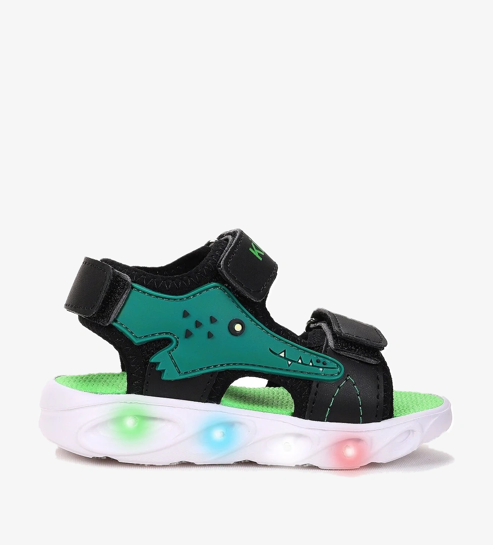 Arnı Günlük Işıklı Cırtlı Erkek Bebek Sandalet Ayakkabı Siyah - Görsel 1