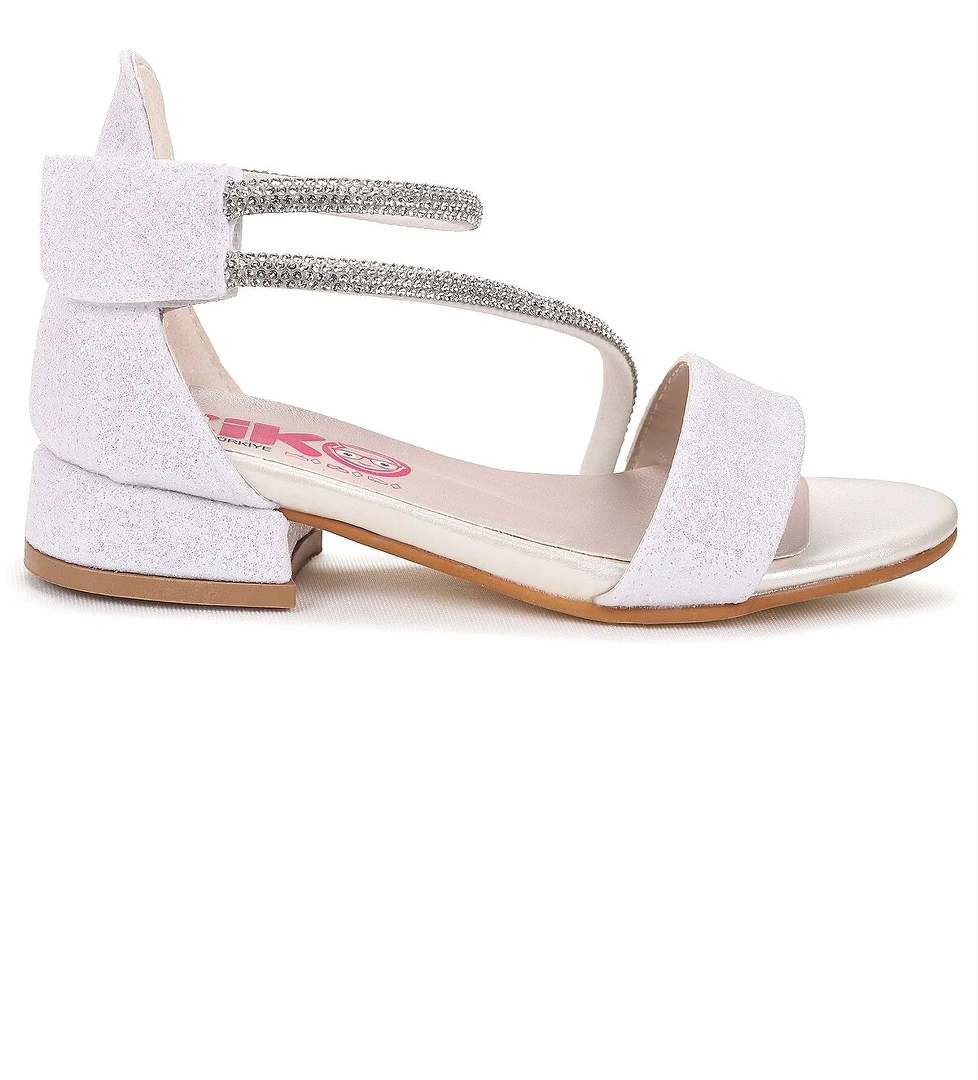 Yada Kum Simli Kız Bebek 2 Cm Topuklu Sandalet Abiye Ayakkabı Sedef