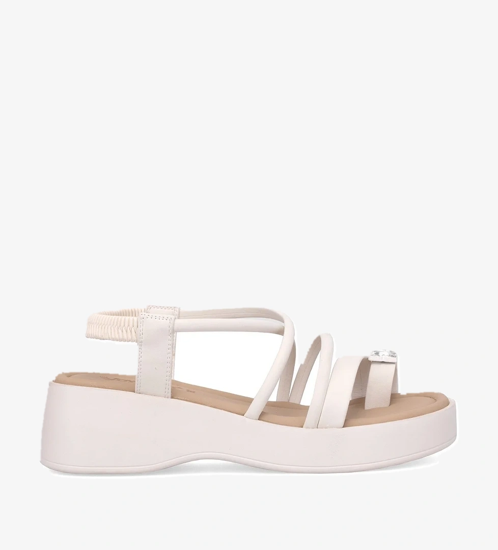 B121 Kadın Hakiki Deri Topuklu Sandalet Krem