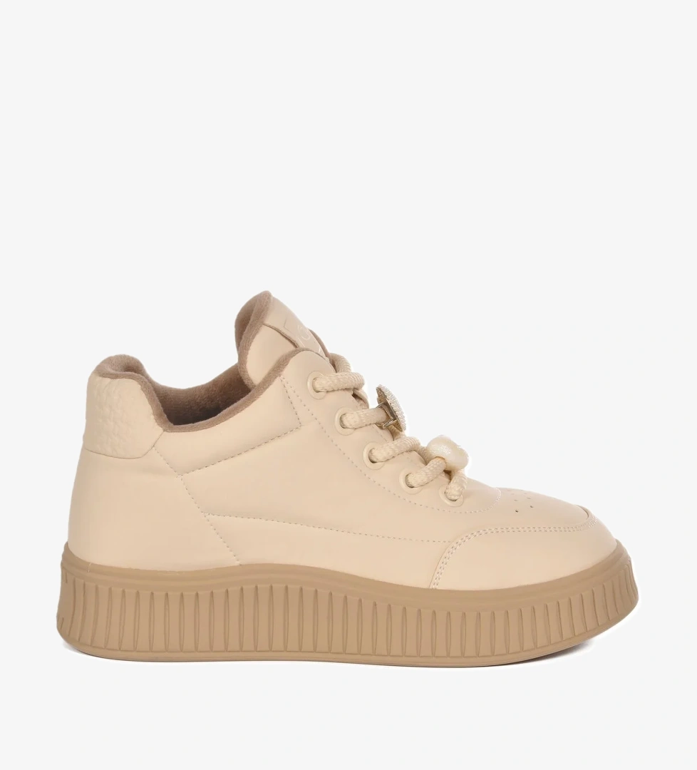 Bej İçi Polarlı Soğuğa Dayanıklı Kadın Sneaker 25K419-1 Z - Görsel 1