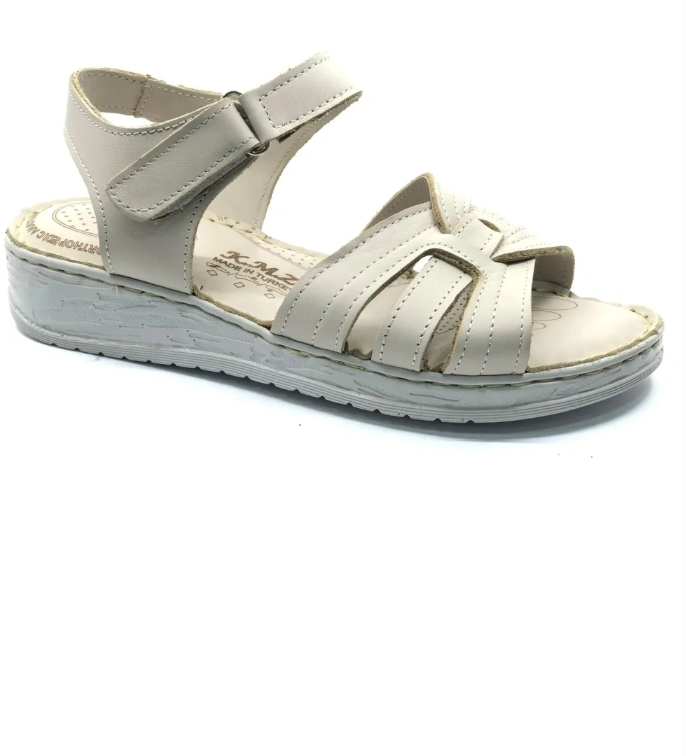 8712 Hakiki Deri Comfort Ortopedik Kadın Sandalet - Görsel 1