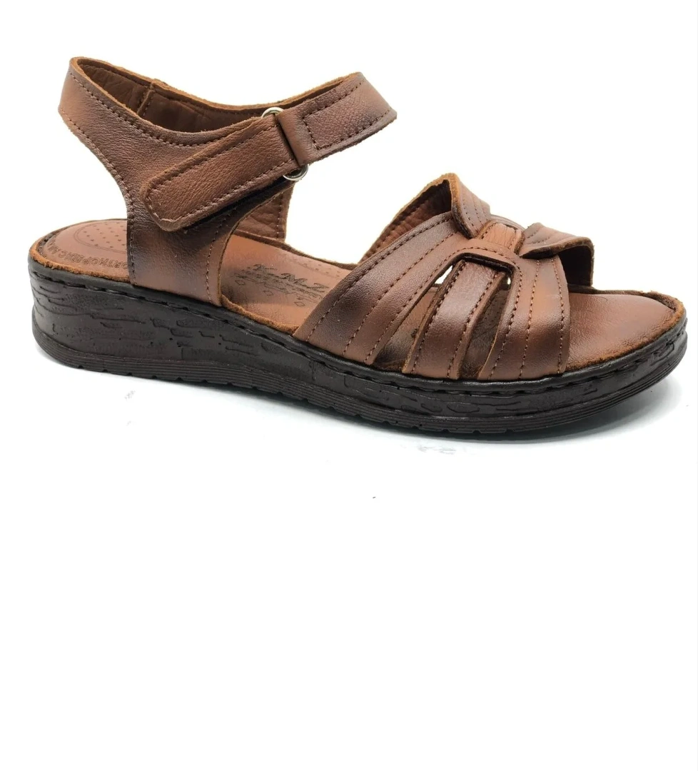 8712 Hakiki Deri Comfort Ortopedik Kadın Sandalet
