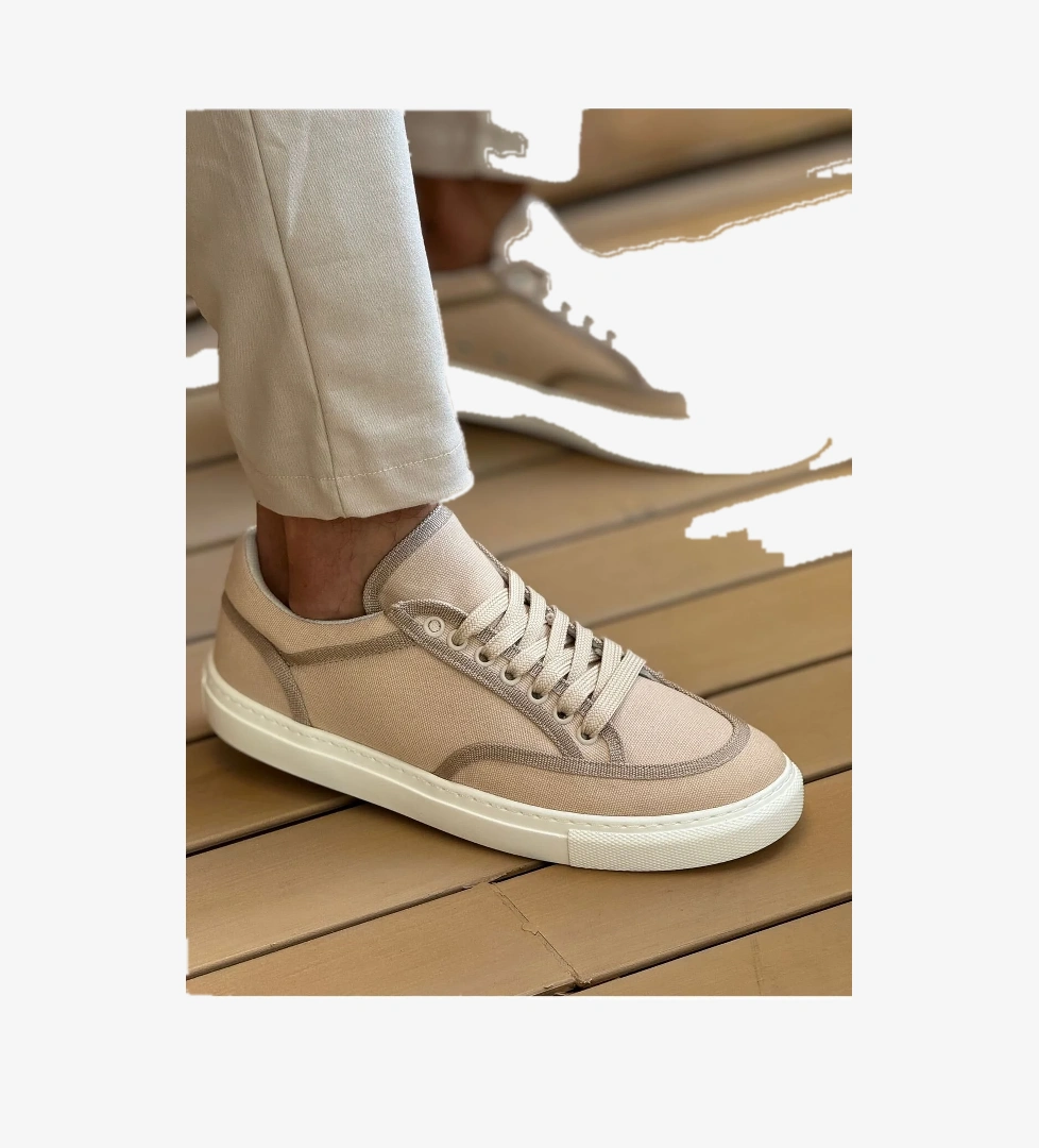 Keten Bağcıklı Erkek Günlük Ayakkabı Bej