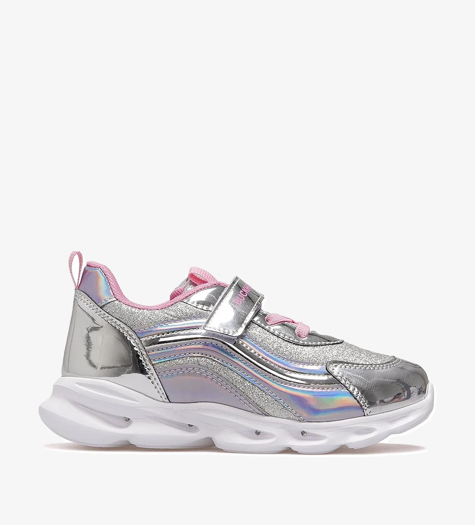 Glossy Shine Kız Çocuk Hafif Işıklı Günlük Sneaker Spor Ayakkabı 25k Buck4430 Gümüş - Görsel 1