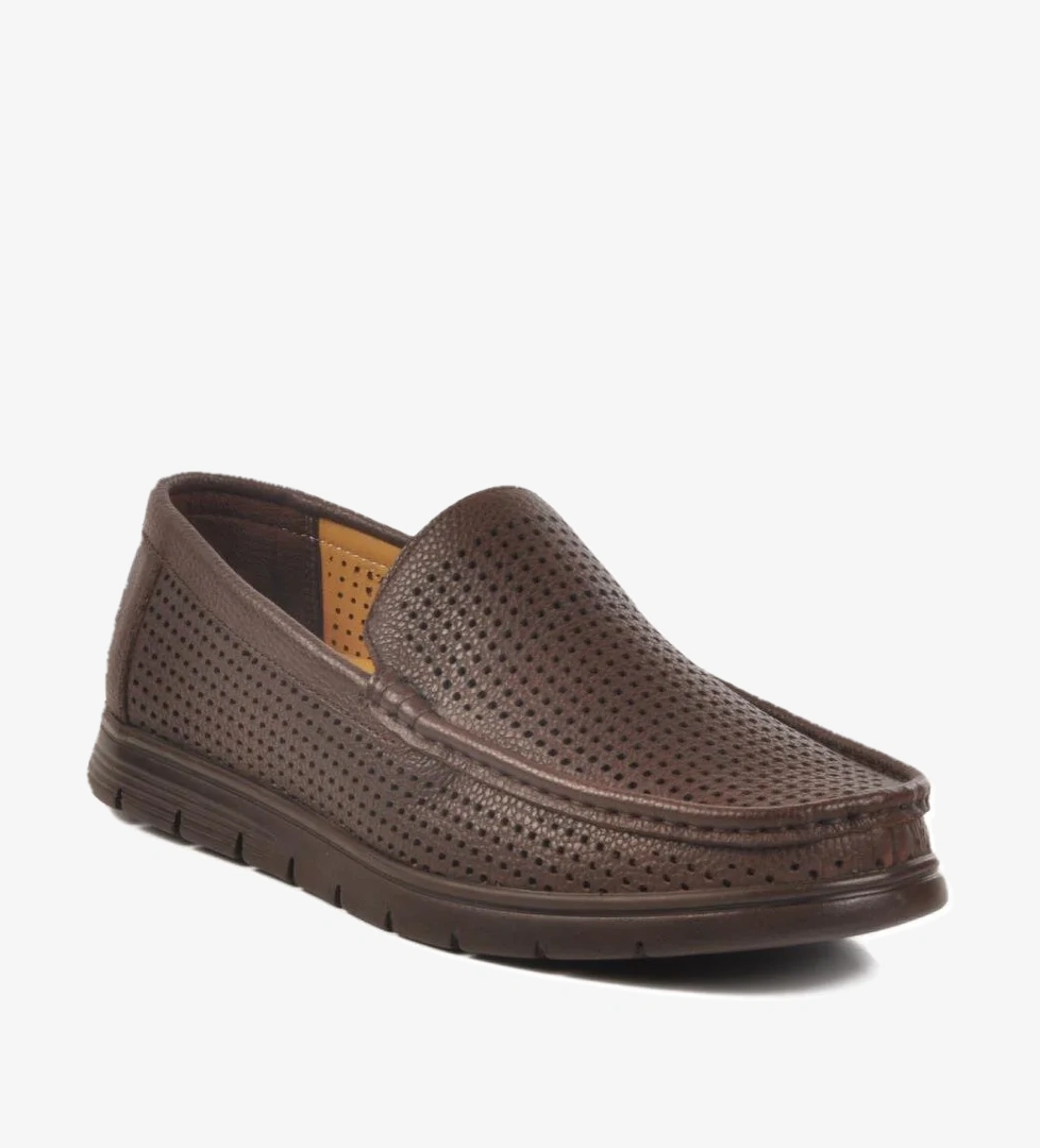 001 Jel Taban Kahve Hakiki Deri Erkek Günlük Ayakkabı