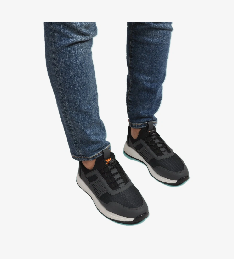 Walkway Siyah Hafif Esnek Kilit Bağcıklı Erkek Spor Ayakkabı Nans 6006 M model görseli