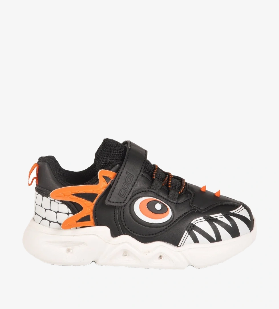 Cool Siyah Beyaz Cırtlı Işıklı Erkek Unisex Çocuk Spor Ayakkabı Stego P model görseli