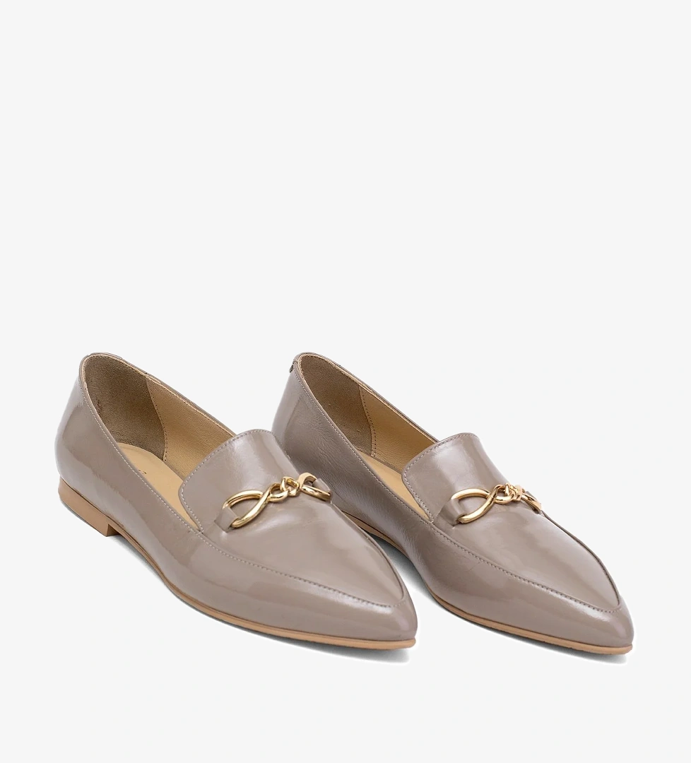 Elit Fiora Kadın Hakiki Rugan Deri Casual Ayakkabı Vizon