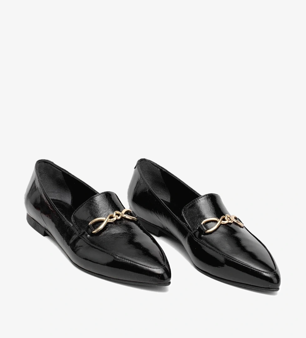 Ayakkabı Fuarı Elit Fiora Kadın Hakiki Rugan Deri Casual Ayakkabı Vizon Siyah model görseli