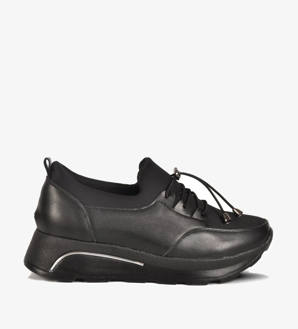 Siyah Kilit Bağcıklı Kadın Casual Ayakkabı 1706 Z